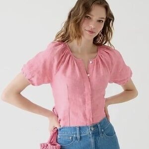 ⭐️REDUCED!⭐️ JCrew V-Back Linen Top (pink) (size 10)
